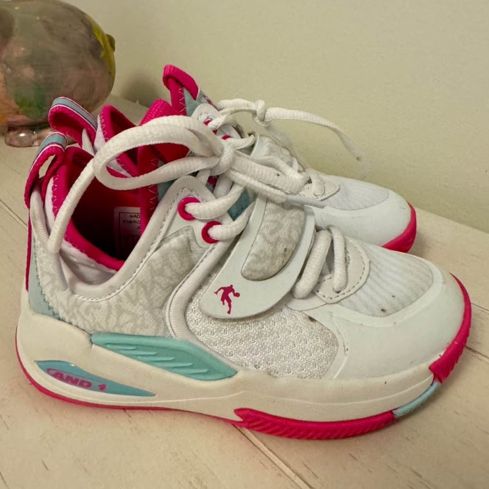 AND1 Kids Sneakers - White, Pink, and Blue